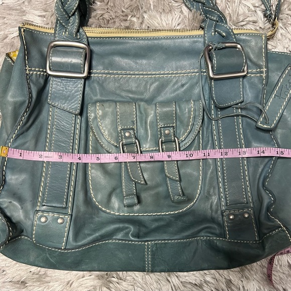 FOSSIL BLUE LEATHER SATCHEL - Picture 10 of 16